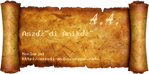 Aszódi Anikó névjegykártya