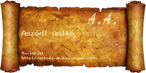 Aszódi Anikó névjegykártya